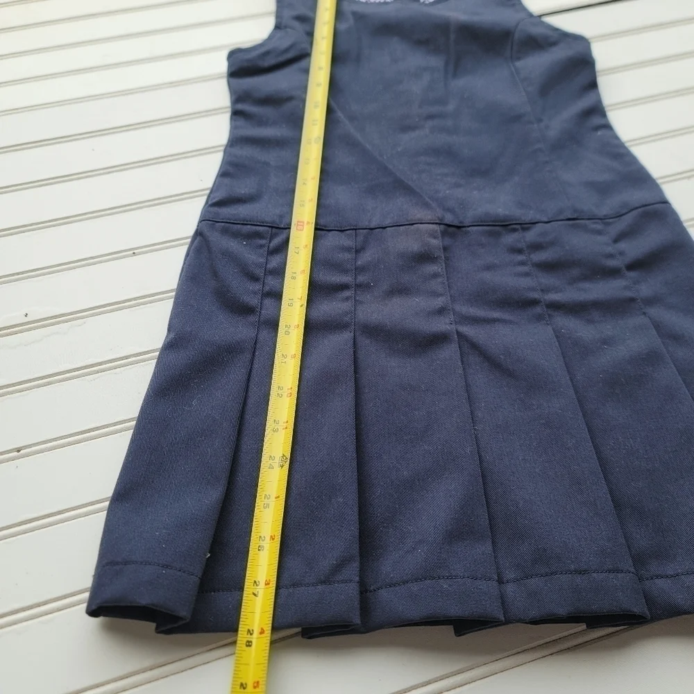 Gap Kids Girls Navy Blue Uniform Jumper Dress Sleveless Plaid M (8)